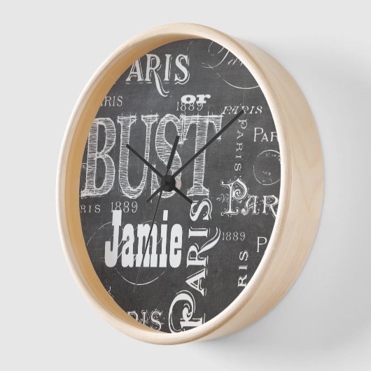 Typografie Calligrafie Paris Frankreich Eiffelturm Wanduhr (Winkel)