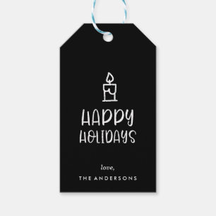 Typografie Candle Happy Holiday Geschenkanhänger