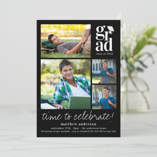 Typografie Cap Fotos Abschluss Einladung (Stehend Vorderseite)