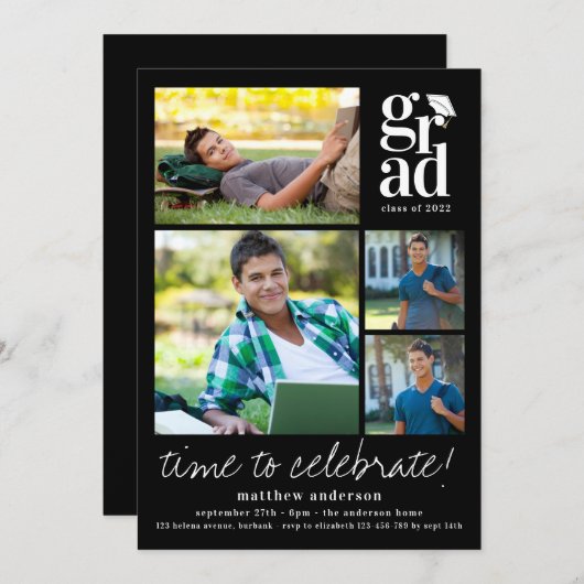 Typografie Cap Fotos Abschluss Einladung (Vorne/Hinten)