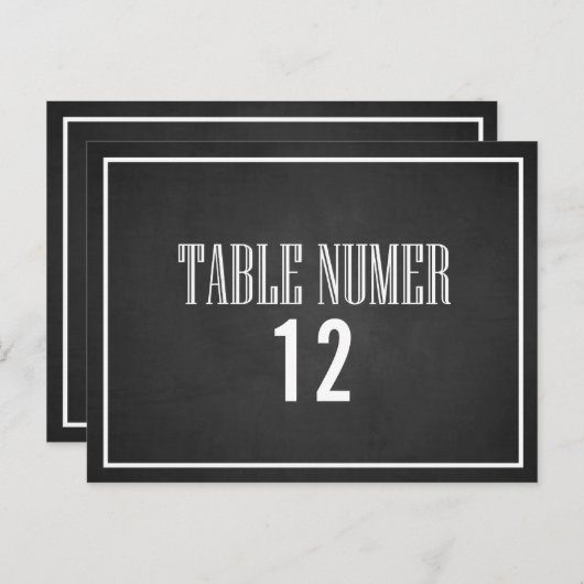 TYPOGRAFIE CHALKBOARD TISCHNUMMER POSTCARD (Vorne/Hinten)