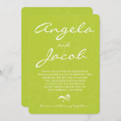 Typografie Chartreuse Green Floral Wedding Einladung (Vorne/Hinten)