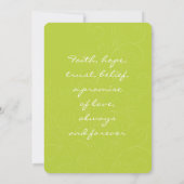 Typografie Chartreuse Green Floral Wedding Einladung (Rückseite)
