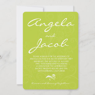 Typografie Chartreuse Green Floral Wedding Einladung