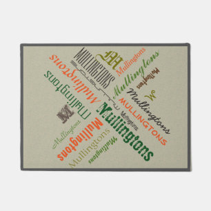 Typografie-Collage irgendein Familienname Fußmatte