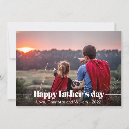 Typografie Custom Foto Vatertag Card Ankündigung (Vorderseite)