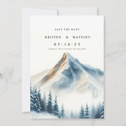 Typografie Custom Mountain Save The Date (Vorderseite)