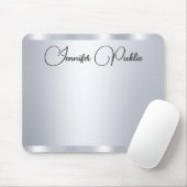 Typografie Custom Script Silver Metallic Look Mousepad (Mit Mouse)