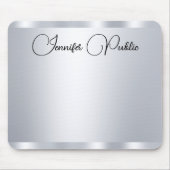 Typografie Custom Script Silver Metallic Look Mousepad (Vorne)
