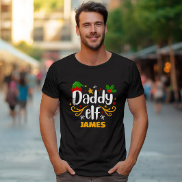 Typografie Daddy Elf Fun Family Matching T - Shirt