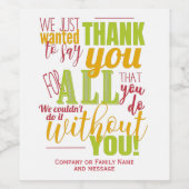 Typografie dank Wertschätzung Weinetikett (Einzelnes Label)