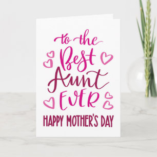 Typografie der besten Tante je Muttertag in Rosa Karte