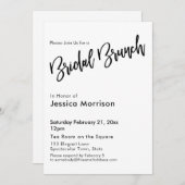 Typografie der einfachen Schwarzweißbridal-Brunch- Einladung (Vorne/Hinten)
