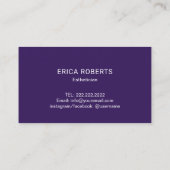 Typografie der Hautpflege Tief Lila Östhetikerin Visitenkarte (Rückseite)