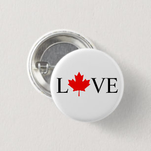Typografie der Liebe mit Kanadas Ahornblatt Button