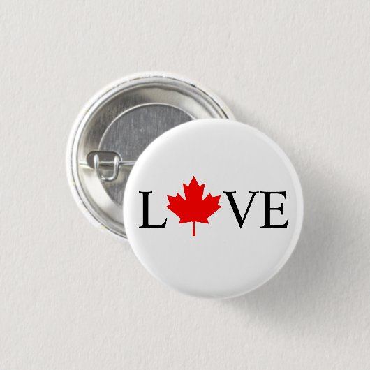 Typografie der Liebe mit Kanadas Ahornblatt Button (Vorne & Hinten)