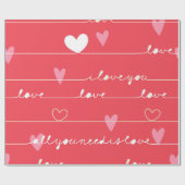 Typografie der Liebe und Herzmuster Geschenkpapier (Flach)