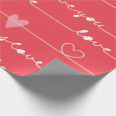 Typografie der Liebe und Herzmuster Geschenkpapier (Ecke)