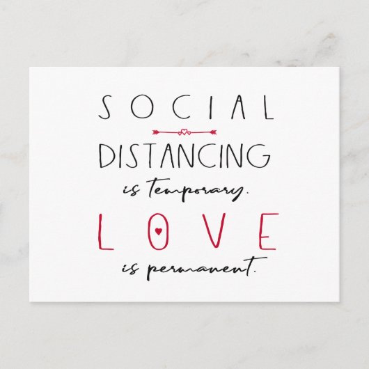Typografie der Liebe von Coronavirus durch soziale Postkarte (Vorderseite)