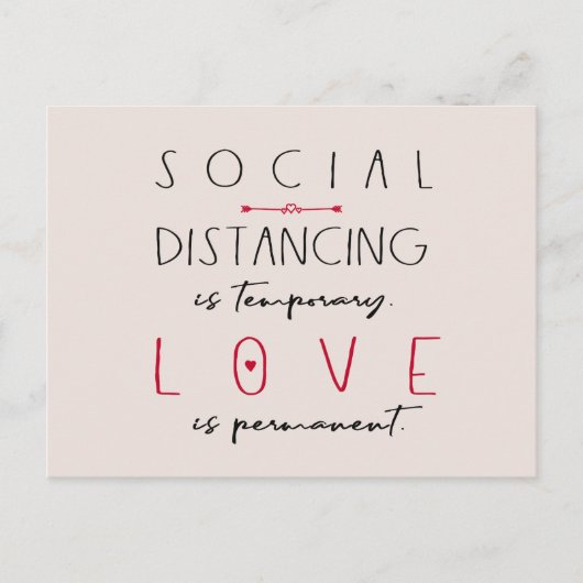 Typografie der Liebe von Coronavirus durch soziale Postkarte (Vorderseite)