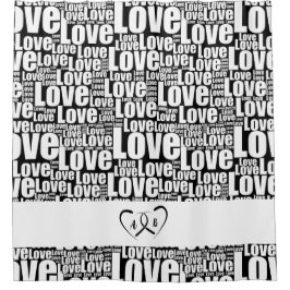Typografie der modernen Weißen Liebe & Herzklopfen Duschvorhang