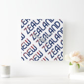 Typografie der neuseeländischen Flagge Quadratische Wanduhr (Zuhause)