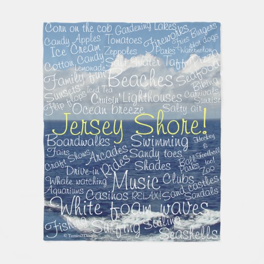 Typografie der New Jersey Ocean Waves Fleecedecke (Vorderseite)