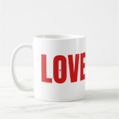 Typografie der roten LIEBE Kaffeetasse (Links)