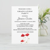 Typografie der Roten Poppies Blumengraduation Einladung (Stehend Vorderseite)