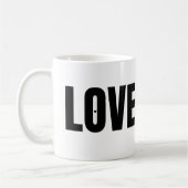 Typografie der schwarzen LIEBE Kaffeetasse (Links)