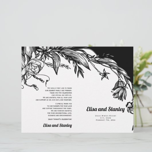 Typografie der schwarzweißen Blume (Stehend Vorderseite)