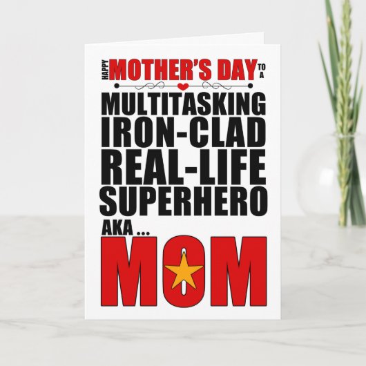 Typografie der Superhero-Mama Karte (Vorderseite)