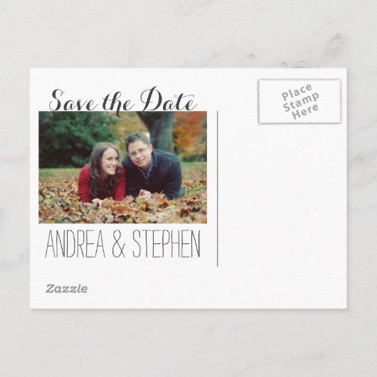 Typografie der weißen Rustikalen Rahmen Save the D Ankündigungspostkarte (Rückseite)