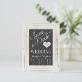 Typografie der weißen Rustikalen Rahmen Save the D Ankündigungspostkarte (Stehend Vorderseite)