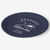 Typografie des Abschlusses Navy Blue Class Pappteller (Schrägansicht)