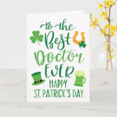 Typografie des besten Arztes je St Patrick's Day Karte (Gelbe Blume)