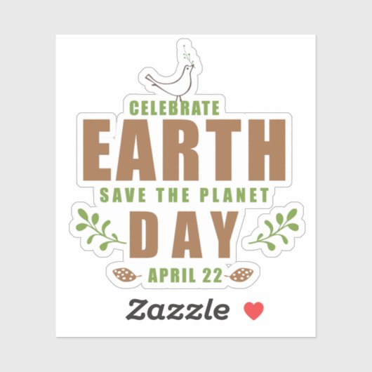 Typografie des Earth Day Rettet den Planeten Aufkleber (Blatt)
