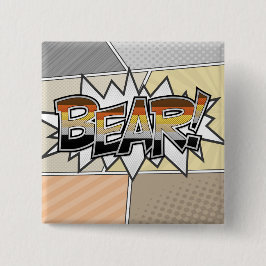 Typografie des Halftone-Gay-Bären mit Flagge Button