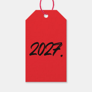 Typografie des Jahres 2027 Pinsel Tinte Geschenkanhänger