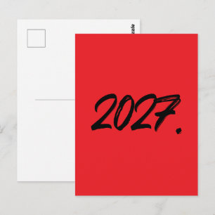 Typografie des Jahres 2027 Pinsel Tinte Postkarte