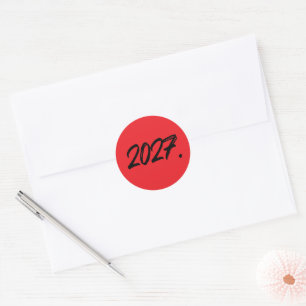 Typografie des Jahres 2027 Pinsel Tinte Runder Aufkleber