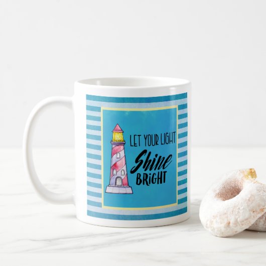 Typografie des Leuchtturms "Light Shine Bright" ge Kaffeetasse (Mit Donut)