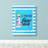 Typografie des Leuchtturms "Light Shine Bright" ge Leinwanddruck (Insitu (Holzboden))