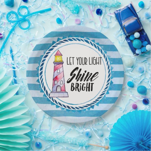 Typografie des Leuchtturms "Light Shine Bright" ge Pappteller (Party)