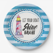 Typografie des Leuchtturms "Light Shine Bright" ge Pappteller (Vorderseite)