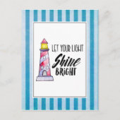 Typografie des Leuchtturms "Light Shine Bright" ge Postkarte (Vorderseite)