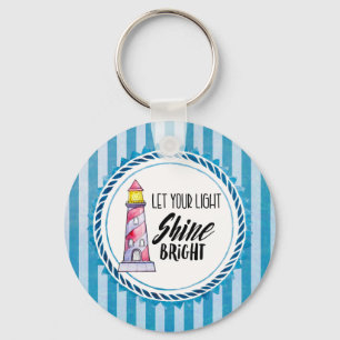 Typografie des Leuchtturms "Light Shine Bright" ge Schlüsselanhänger
