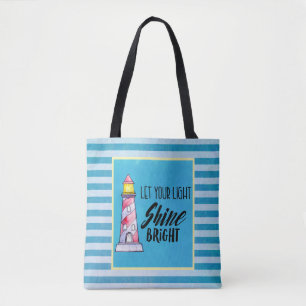 Typografie des Leuchtturms "Light Shine Bright" ge Tasche