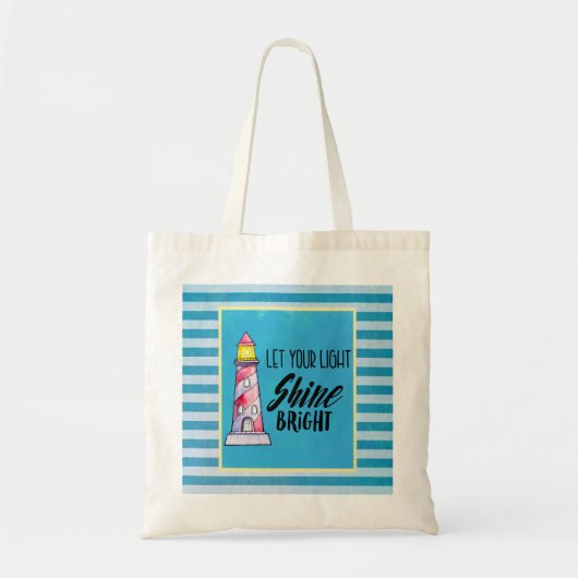Typografie des Leuchtturms "Light Shine Bright" ge Tragetasche (Vorne)