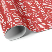 Typografie des modernen Roten Weihnachtsfeiertages Geschenkpapier (Rolleneckpunkt)